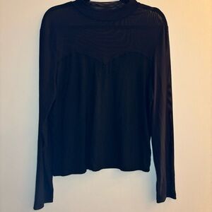 SHEIN Women's Black Sheer Long-sleeve Shirt Size 2X